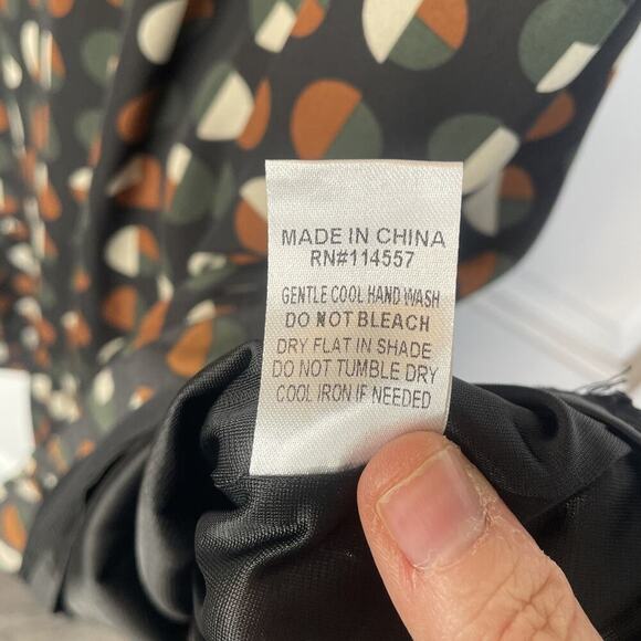 THML Women's Smocked Mini Dress Size S Black Short Sleeve Modern Geo Ruffle Boho - Picture 6 of 11